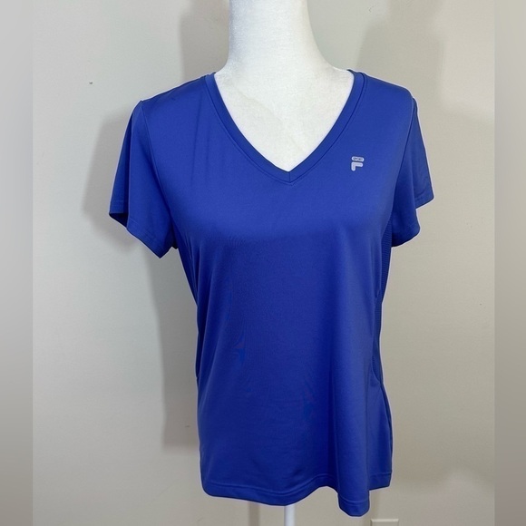 Fila sz lg athleisure top   Short sleeves   V- neck royal blue - Picture 9 of 12